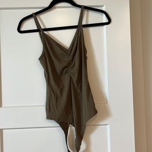 Olive green bodysuit ribbed material sz small